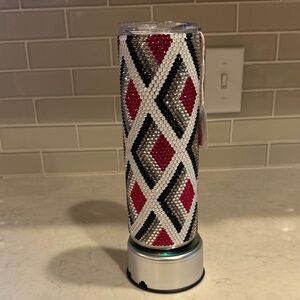 Rhinestone Tumbler with Pink and Black Diamond Pattern